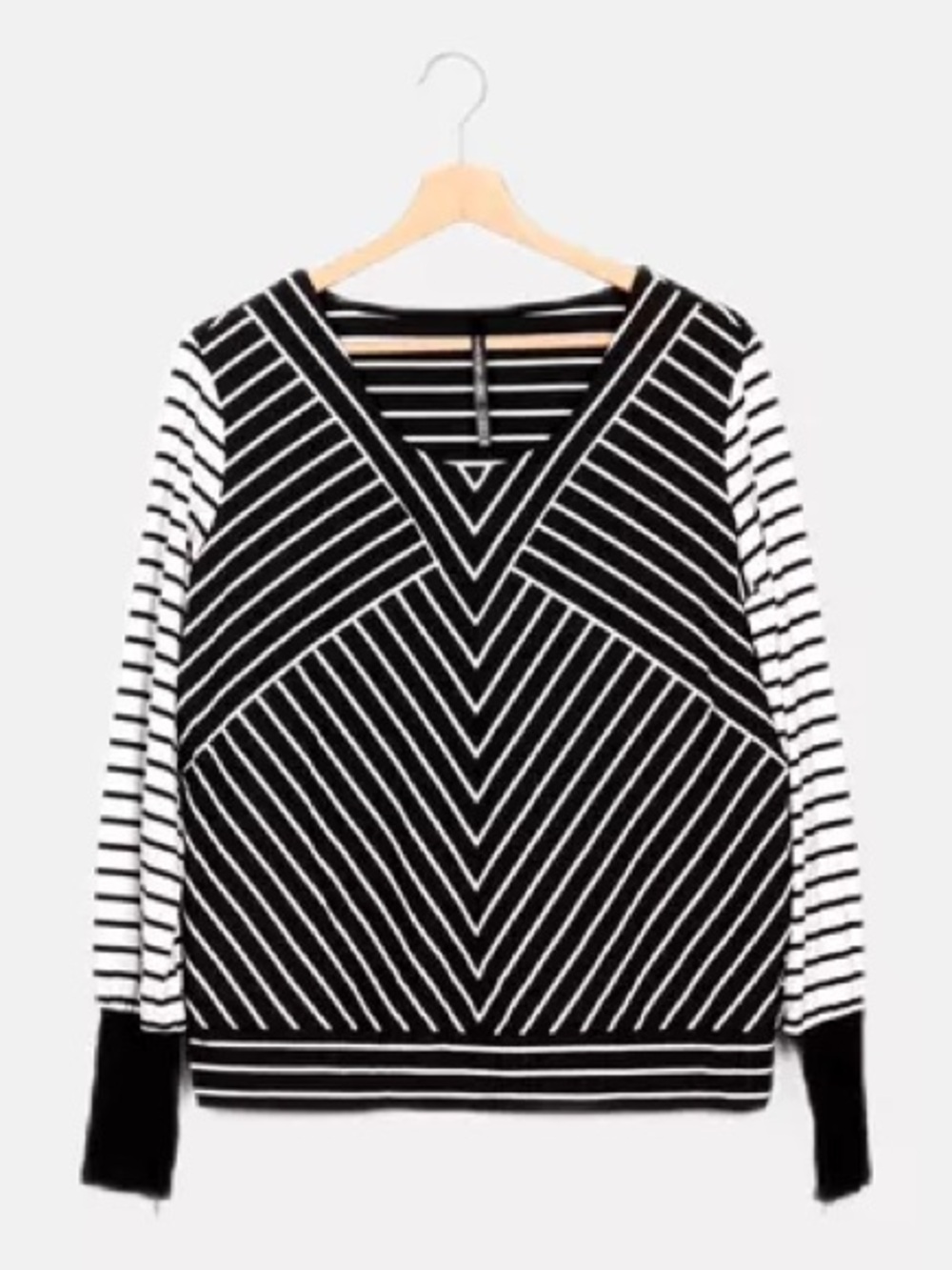 Karen Millen Contrast Directional Stripe Top size US 6